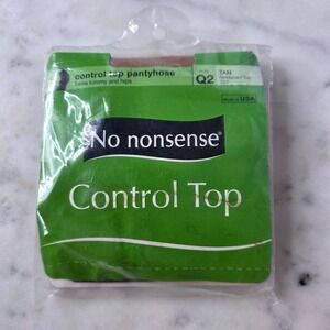 No Nonsense Control Top Pantyhose Tan Nylon Reinf Toe Size Q2 Queen 333 USA Plus